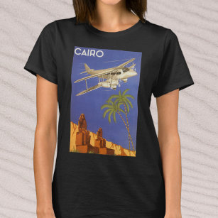 Vintage Reise nach Kairo, Ägypten, Flugzeug von Bi T-Shirt