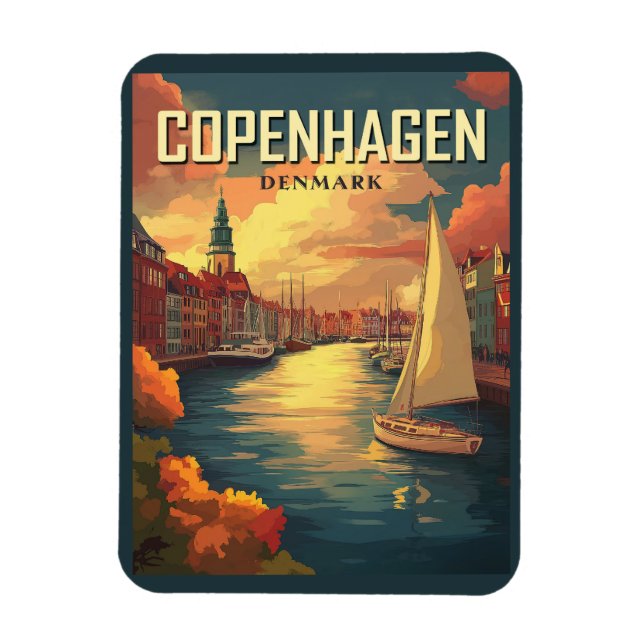 Vintage Reise nach Kopenhagen Magnet (Vertikal)