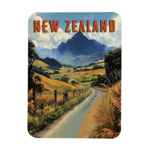 Vintage Reise nach Neuseeland Magnet