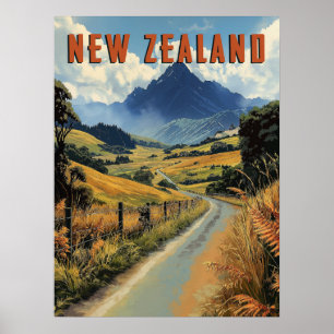 Vintage Reise nach Neuseeland Poster