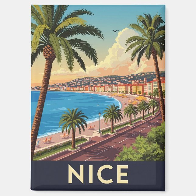 Vintage Reise nach Nizza Magnet (Vorderseite)