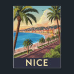 Vintage Reise nach Nizza Postkarte<br><div class="desc">Nice, France, liegt an der glitzernden französischen Riviera, ist eine Stadt, die mediterranen Charme mühelos mit eleganter Eleganz verbindet. Nizza ist bekannt für sein mildes Klima, die lebhaften Märkte und die atemberaubende Strandpromenade. Schon seit langem zieht es Künstler, Schriftsteller und Urlauber an, die sich nach Schönheit und Entspannung sehnen. Die...</div>