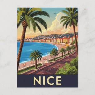 Vintage Reise nach Nizza Postkarte