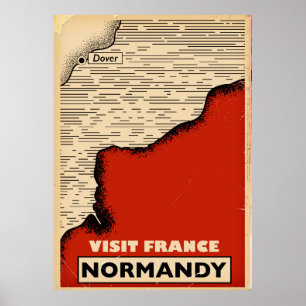 Vintage Reise nach Normandie, Frankreich Poster