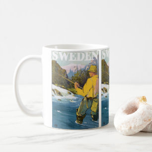 Vintage Reise nach Schweden, Fischerei Sportfische Tasse