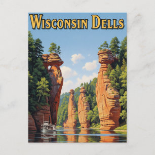 Vintage Reise nach Wisconsin Dells Postkarte