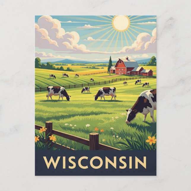 Vintage Reise nach Wisconsin Postkarte (Vorderseite)