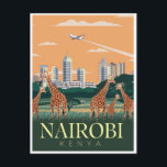 Vintage Reise Nairobi Hauptstadt Kenia Urlaub Postkarte<br><div class="desc">Vintag,  Retro,  Reisen,  modern,  Aquarell,  Classic,  Nairobi,  Hauptstadt Kenia,  Kenia,  Kenia, </div>