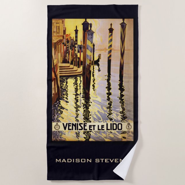 Vintage Reise Name-Venedigs (Venise) Strandtuch (Vorderseite)