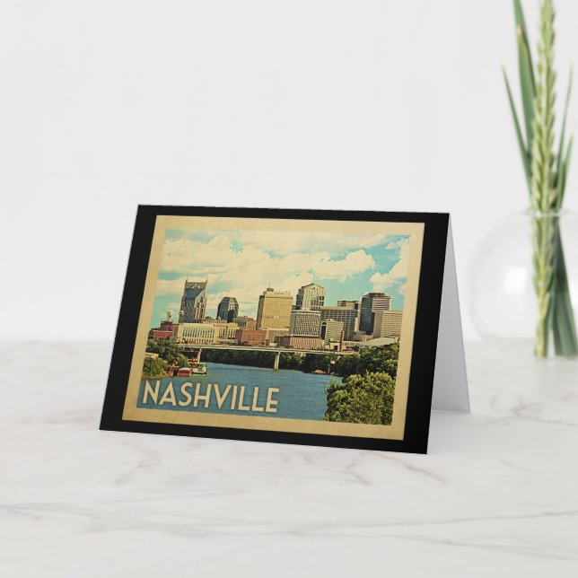 Vintage Reise Nashvilles Tennessee Karte (Vorderseite)