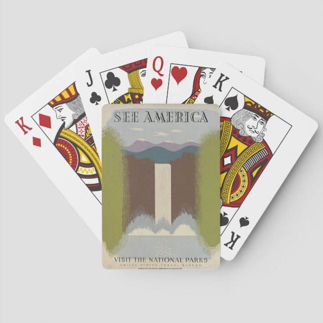 Vintage Reise-Nationalparks Spielkarten (Rückseite)