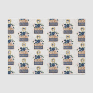 Vintage-Reise Navy Blau Blush Blumen-Decoupage Seidenpapier