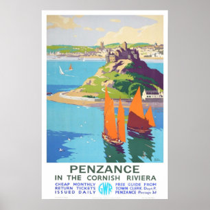 Vintage Reise, Penzance. Poster