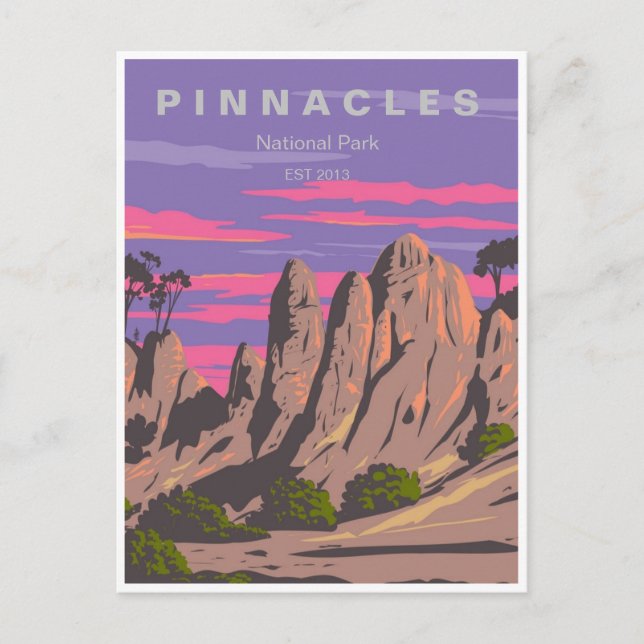 Vintage Reise Pinnacles Nationalpark California Postkarte (Vorderseite)