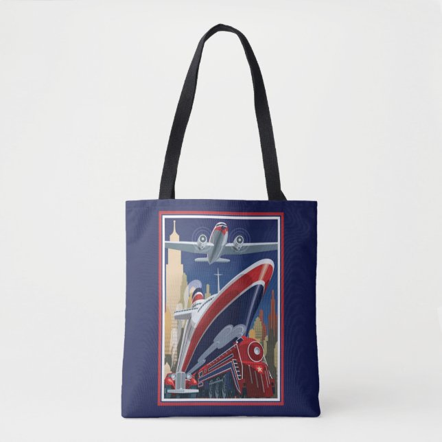 Vintage Reise-Plakat-Taschen-Tasche (Vorderseite)