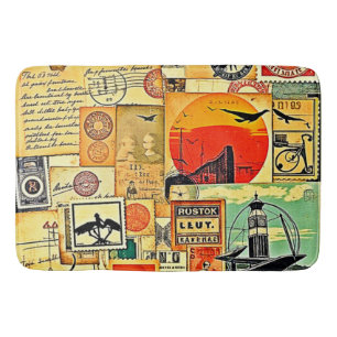 Vintage Reise Postkarte Kunst, Dichtung und Musik Badematte