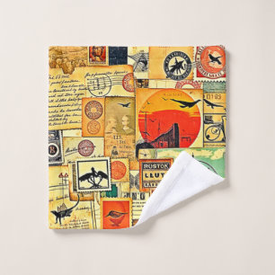 Vintage Reise Postkarte Kunst, Dichtung und Musik Badhandtuch Set