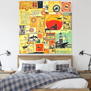 Vintage Reise Postkarte Kunst, Dichtung und Musik Leinwanddruck