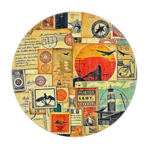 Vintage Reise Postkarte Kunst, Dichtung und Musik Schneidebrett