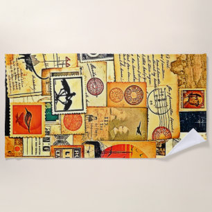 Vintage Reise Postkarte Kunst, Dichtung und Musik Strandtuch