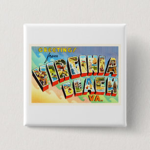 Vintage Reise-Postkarte Virginia Beach Virginia VA Button