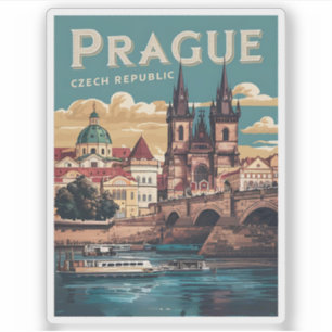 vintage Reise Prag Tschechische Republik Geschenke Aufkleber