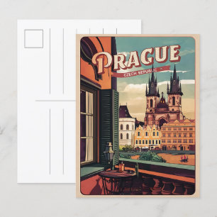 Vintage Reise prague tschechische Republik Geschen Postkarte