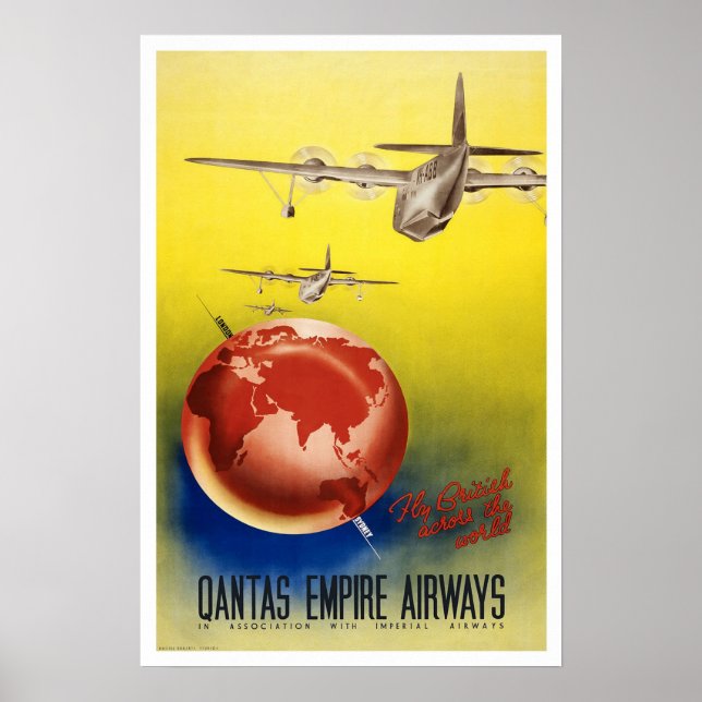 Vintage-Reise,Quantas-Empire Airways Poster (Vorne)