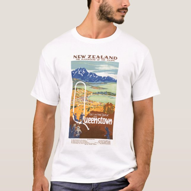 Vintage Reise Queenstowns, Neuseeland T-Shirt (Vorderseite)