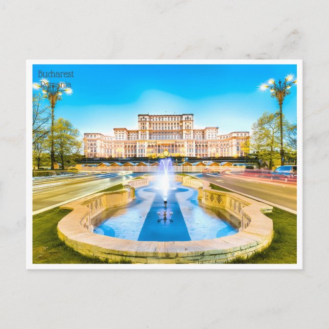 Vintage Reise retro bucharest Rumänien Roumanie Postkarte (Vorderseite)