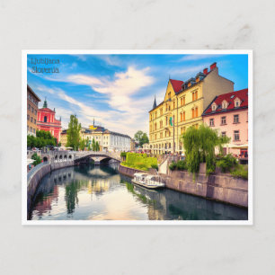 Vintage Reise Retro Ljubljana Slowenien Slowenien  Postkarte