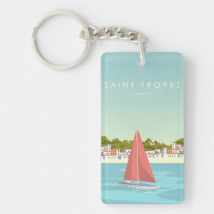 Vintage Reise Retro Souvenir Saint Tropez france Schlüsselanhänger