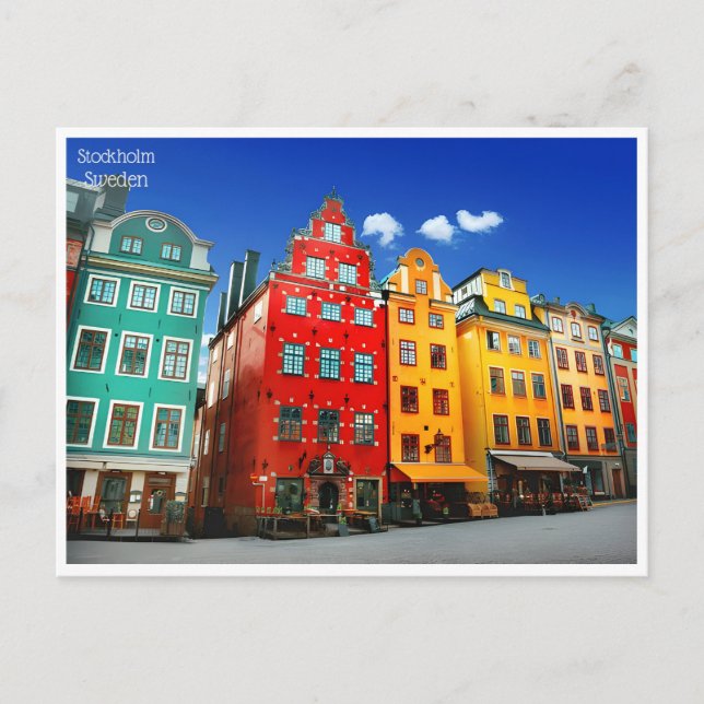 Vintage Reise Retro Stockholm Schweden Suède Postkarte (Vorderseite)