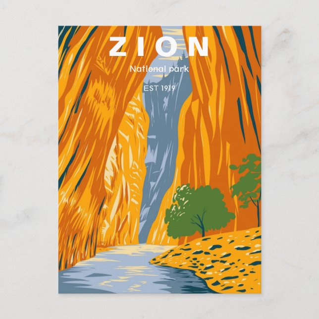 Vintage Reise Retro ZION Nationalpark Utah Postkarte (Vorderseite)