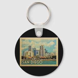 Vintage Reise San Diego Skyline-Kaliforniens Schlüsselanhänger