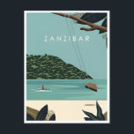 Vintage Reise Sansibar Tansania Afrika See Postkarte<br><div class="desc">Vintag,  Retro,  Reisen,  modern,  Aquarell,  klassisch,  Kilimanjaro,  Tansania,  Afrika,  Sansibar, </div>