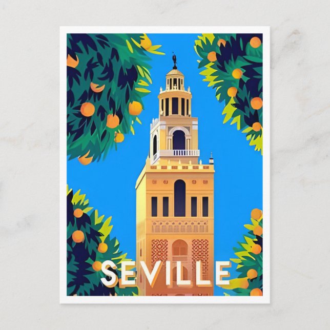 Vintage Reise Sevilla Spanien Sevilla Städtische T Postkarte (Vorderseite)