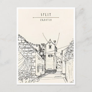Vintage Reise Split Kroatien Kroatien Retro Touris Postkarte