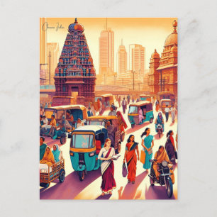 Vintage Reise Stadt Chennai Indien Urlaubsretro Postkarte