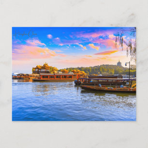 Vintage Reise Stadt Hangzhou China Chinesisches Re Postkarte