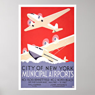 Vintage Reise-Stadt- New Yorkflughäfen Poster
