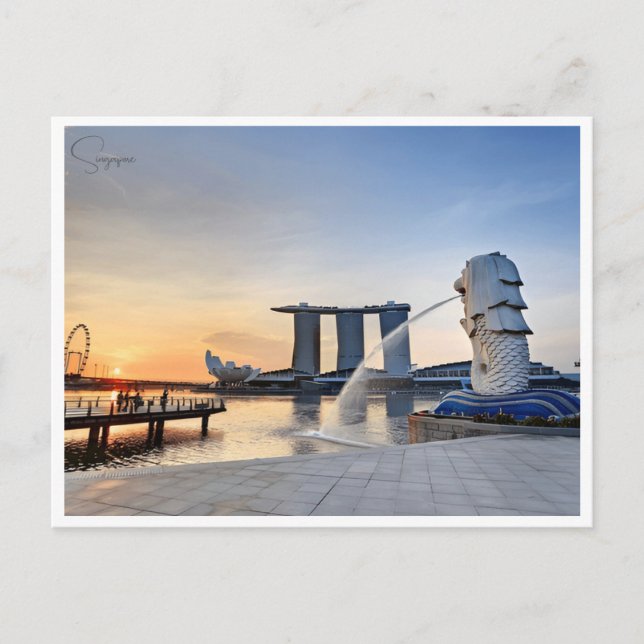 Vintage Reise Stadt Singapur Skyline Retro Postkarte (Vorderseite)