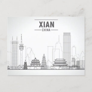 Vintage Reise Stadt Xian China Chinesisch RETRO Postkarte