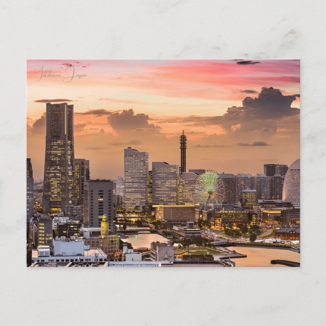 Vintage Reise Stadt Yokohama Japan Urlaub Retro Postkarte (Vorderseite)