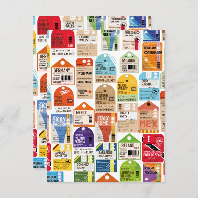 Vintage Reise Tickets Muster. (Vorne/Hinten)