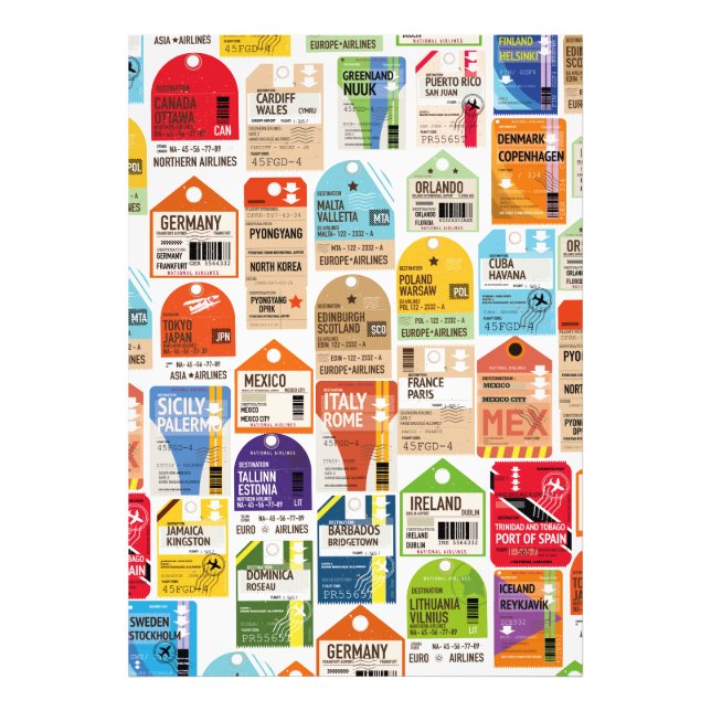 Vintage Reise Tickets Muster. Fotodruck (Vorne)