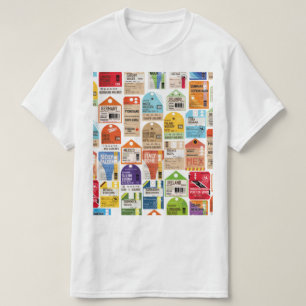 Vintage Reise Tickets Muster. T-Shirt