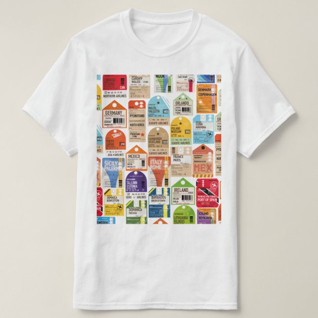 Vintage Reise Tickets Muster. T-Shirt (Design vorne)