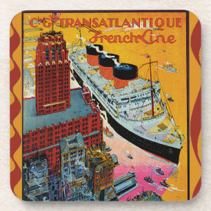 Vintage Reise - transatlantische französische Untersetzer