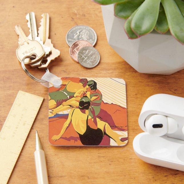 Vintage Reise, Urlaub auf dem Kreuzfahrtschiff Schlüsselanhänger (Schreibtisch)